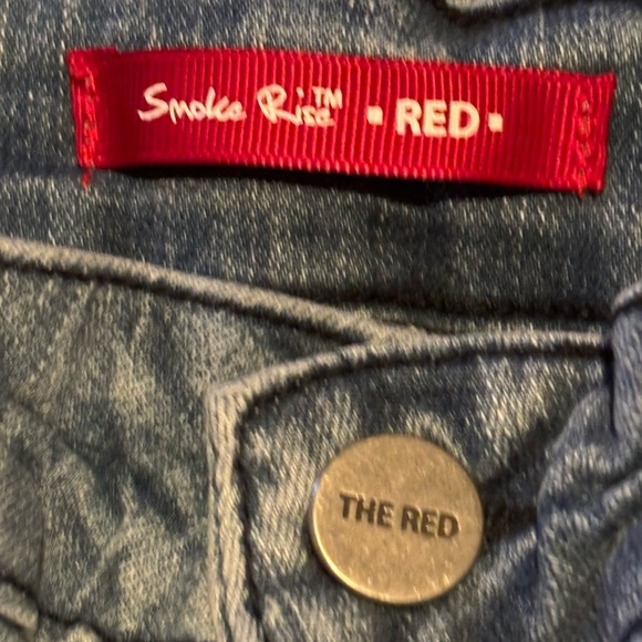 Smoke rise RED Blue wash denim stacked/ bunched - ranched pockets jeans sz small - Picture 5 of 9